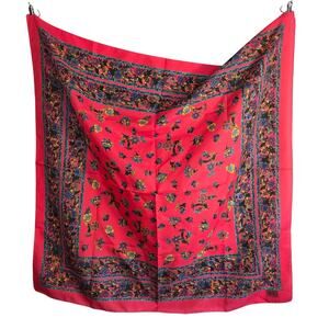 Vintage Forenza 31" Square Scarf – Hot Pink Floral Print Made in Italy